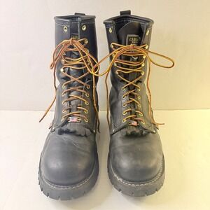 Carolina 922 Men's Black Leather Logger Boots Vibram EH Union Made USA 12 2E